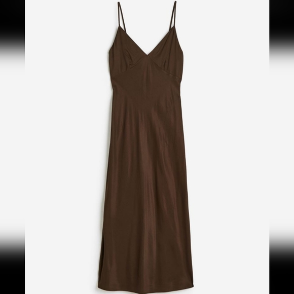 Chocolate brown slip satin dress - Picture 1 of 3